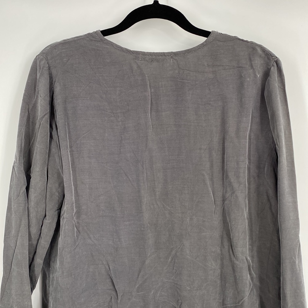 Vintage Cut Loose Light Grey 100% Bemberg Long Sleeve Shirt - Picture 10 of 11